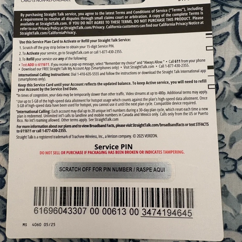 Straight Talk 10 GB Data Plan Card